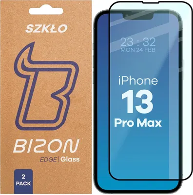 Produktbild von 2x Gehärtetes Glas für iPhone 13 Pro Max, Bizon Glass Edge Duo, Schwarzer Rahmen