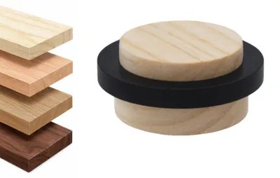 Holz-Türstopper, Esche, schwarzes Gummi, selbstklebend