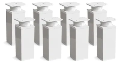 Produktbild von 8er Set sossai moderne Möbelfüße in Weiß 100mm höhenverstellbar Schrankfüße Sockelfüße