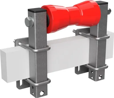 Obrázok produktu pre Polyuretánový kýlový valec s podperami roll pomoc pri spúšťaní prívesu na čln pozinkované SUPROD, B=180, L=250 mm, červená
