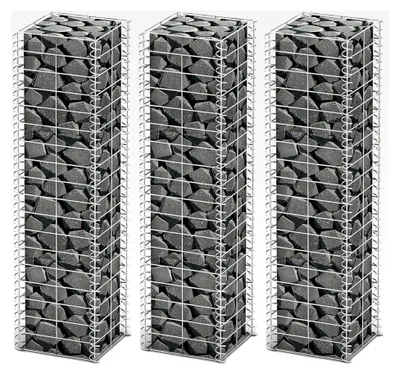 Produktbild von 3 Steingabione aus verzinktem Stahl, 25 x 25 x 100 cm (L x B x H) (3 Stück)