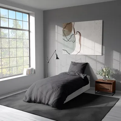Produktbild von Renforcé Bettwäsche 135x200 cm + Kissenbezug 80x80 cm – Atmungsaktiv, Hautfreundlich & Pflegeleicht – 100% Baumwolle – Hochwertiges Bettbezug & Kissenbezug Set - Anthrazit