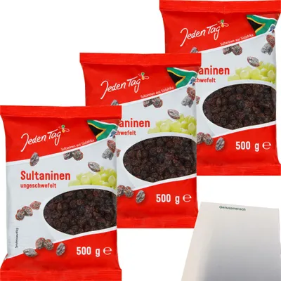 Produktbild von Jeden Tag Sultaninen 3er Pack (3x500g Packung) + usy Block