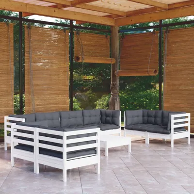 Produktbild von ZMH 9-tlg. Garten-Lounge-Set mit Kissen Kiefer Massivholz