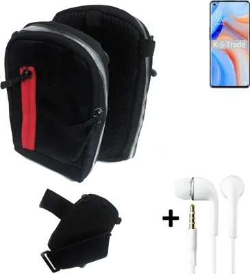 Produktbild von K-S-Trade Outdoor Gürteltasche Holster Umhängetasche + Kopfhörer kompatibel mit Oppo K7x schwarz Handy Tasche Case travelbag Schutzhülle