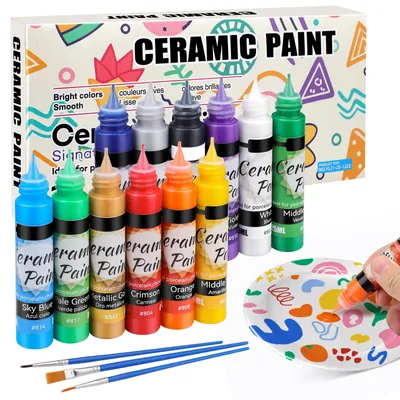 Image de Peintures céramiques, 12 couleurs, 25 ml, à base d'eau, pour la décoration de céramique