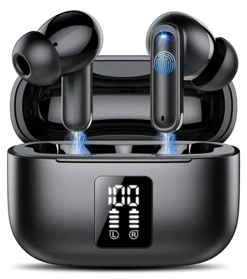 Zdjęcie produktu dla Słuchawki bezprzewodowe Bluetooth z adaptacyjnym systemem redukcji szumów w czasie rzeczywistym, trybem transparentności, 40 dB ANC, Bluetooth 6, słuchawki douszne z 4 mikrofonami ENC, czas pracy do 50 godzin