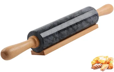 Produktbild von Teigroller aus Marmor mit Holzgriff für das Backen
