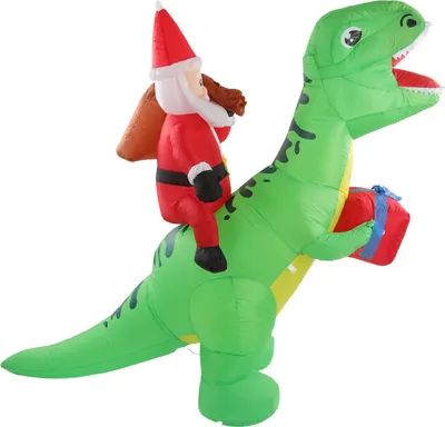 Image de Décoration gonflable de Noël Dinosaure Mignon Amusant Lumières LED intégrées Décorations de cour de Noël 100?240V EU Plug