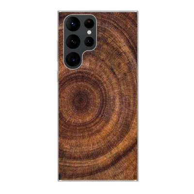 Produktbild von MuchoWow® Handyhülle Schutzhülle Hülle für Samsung Galaxy S22 Ultra Kreis - Holz - Ringe Silikon Softcase Handy Hülle - Abbildung
