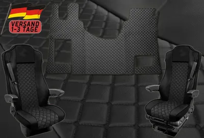 Obrázok produktu pre Súprava 1+1 poťahov sedadiel + rohože pre Mercedes Actros MP4 Automatic ČIERNA