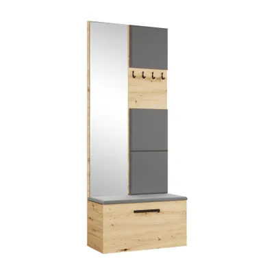 Produktbild von AX LIVING Kleiderschrank mit Spiegel Rosanno III, Eiche artisan JS90