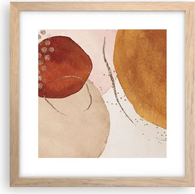 Produktbild von Gerahmtes Poster - Rahmen in heller Eiche - Orange Abstraktion Flecken - 30x30 cm - Wand Bild - Wanddeko - Wandbilder - Kunstposter - Wandposter - Bilderrahmen - Bilder - Kunstdruck - P2NAC30x30-4696