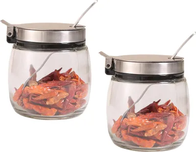 Obrázek produktu pro Dóza na koření se lžičkami, průhledné skleněné nádoby na koření