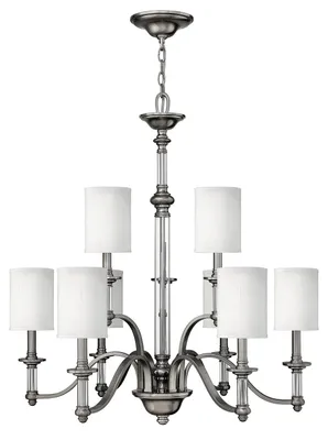 Zdjęcie produktu dla Żyrandol Sussex szczotkowany nikiel 9xE14x40W metal wym:400x81,3x81,3cm IP20 Hinkley