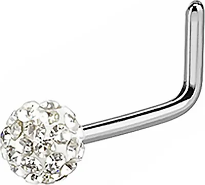 Produktbild von Nasenpiercing Stecker Nasenstecker Ferido Kristall gebogen L-Form Nose Stud Shamballa klar
