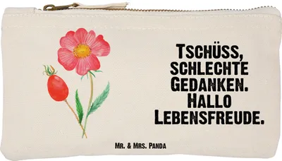Produktbild von Mr. & Mrs. Panda Etui Blume Hagebutte Größe S Klein - Weiß - Geschenk, Kosmetiktasche, kosmetiktäschchen, Garten, Kulturbeutel, Schlechte Gedanken, Lebensfreude