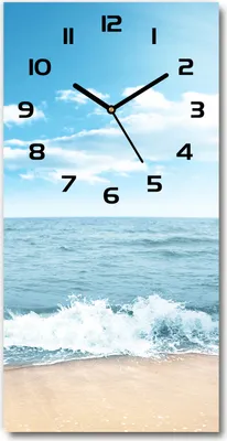 Produktbild von Wanduhr aus Glas – 30x60 cm - Glasbild - Glasuhr - Gehärtetes Glas -Strand und Meer