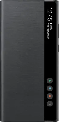 A smartphone case with a transparent cover showing the phone's screen.