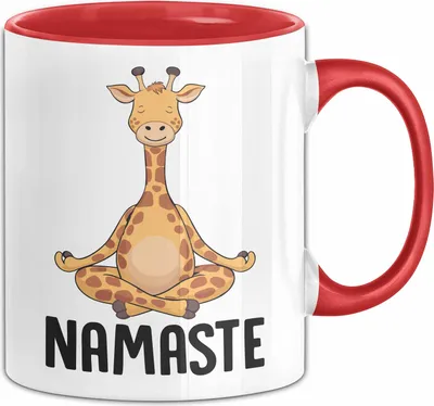 Produktbild von Giraffe Tasse Giraffenkopf Gesicht Tier Afrika Zoo Geschenk Namaste Yoga (Rot)