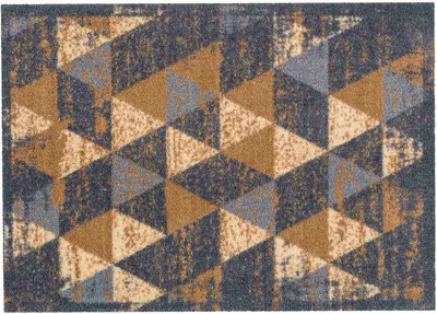 Obrázek produktu pro Kuchyňská rohožka kuchyňský koberec běhoun koberec rohožka motiv rohožka, velikost:50x70 cm, motiv:trojúhelníky šedohnědá