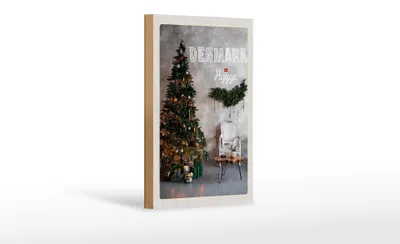 Produktbild von Holzschild Reise 12x18 cm Dänemark Weihnachten Weihnachtsbaum