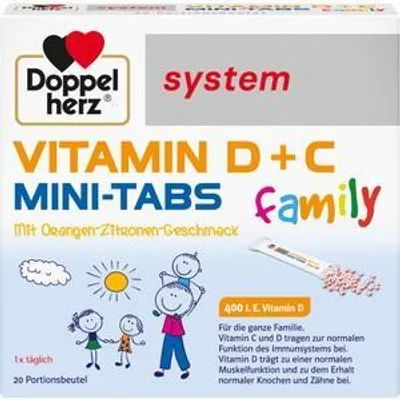 Produktbild von DOPPELHERZ Vitamin D+C Mini-Tabs family system, 20 St.