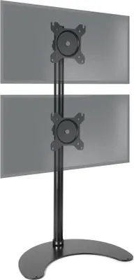 Produktbild von Duronic DM15D2V2 Monitorhalterung - Montiorständer mit Standfuß für 2 32" Displays - VESA 75/100 - Belastbarkeit 8 kg - Höhenverstellbar - Neigbar -15° bis +15° - Drehbar 360° - Vertikale Ausrichtung