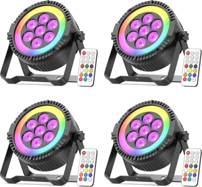 Immagine prodotto di Luce par, controllo DMX, effetti RGBW, 4 pezzi-ZQ01523, spina UE