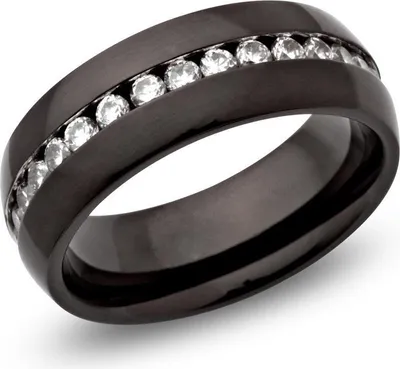 Produktbild von Schwarzer Edelstahl Ring mit Zirkonia Damen von Unique R9107cz
