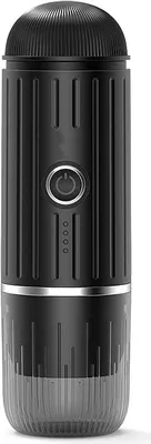 Obrázek produktu pro ZELURXX  Přenosný kávovar na kapsle, 7500 mAh, nádržka na vodu 80 ml, kávovar do auta, na cesty, do přírody, černý