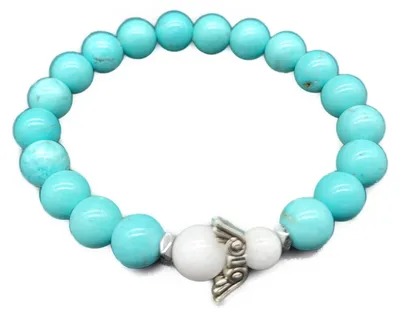 Productafbeelding van AB Viking Crafts: Handgemaakt turquoise edelstenen armband met een beschermengel, gegraveerd