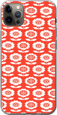 Produktbild von MuchoWow® Handyhülle Schutzhülle Hülle für Telefoonhoesje iPhone 12 Pro Max Blumen - Muster - Rot Silikon Softcase Handy Hülle - Hartschale