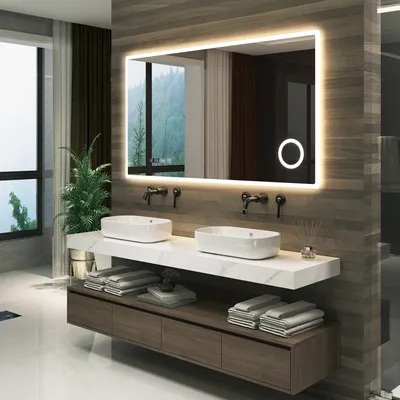 Obrázok produktu pre Kúpeľňové zrkadlo LED "Racale" so 120 LED diódami Hliníkový rám 100 x 70 cm Biela