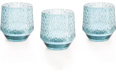 Produktbild von Teelichthalter blau 3er Set Windlichter Tischdeko 9 cm