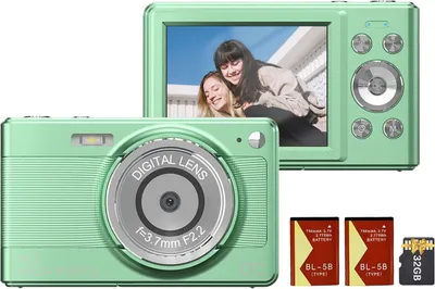 Obrázek produktu pro digitální fotoaparát 1080P, digitální videokamera, videokamera, 56 MP, 2,88" IPS displej, 8x digitální zoom, AF, automatické zaostřování, detekce obličeje proti otřesům, s paměťovou kartou 32 GB, 2 dobíjecí baterie, vánoční dárek pro děti a mládež
