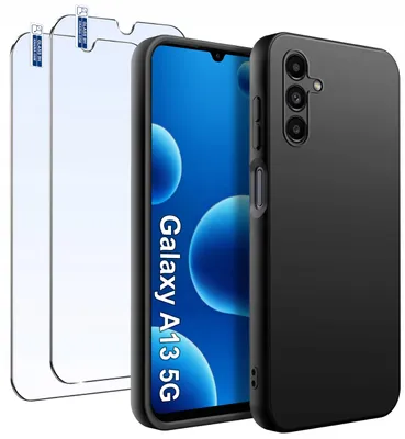 Zdjęcie produktu dla Zestaw Etui Do Samsung A13 5G | Matowe Czarne Silikon Slim +2 Sztuki Szkło
