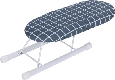 Produktbild von Zusammenklappbares Mini-Bügeleisenbrett mit Tischmouwen - Dunkelblau Kariert - Platzsparend für Zuhause und Reisen