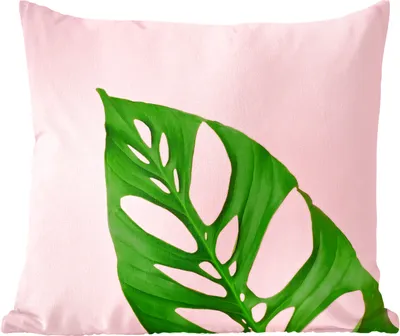 Produktbild von MuchoWow® Zierkissen Sofakissen Wohnzimmer Dekokissen 60x60 cm Botanisches Blatt mit heller Farbe als Hintergrund - Sitzfläche - Foto Polster