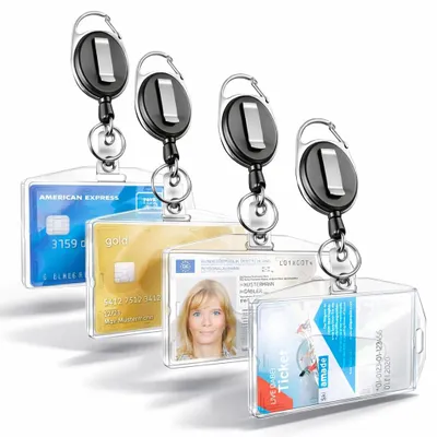 Produktbild von 3x Auswelter mit ausziehbarem Zugband, Ausweishülle Kartenhalter (3-tlg), Ausziehbares Zugband, Schlüsselring