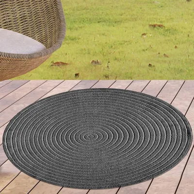 Produktbild von Outdoor Designteppich Light Anthrazit rund moderne Struktur wetterfest robust Größe - 160 cm Rund