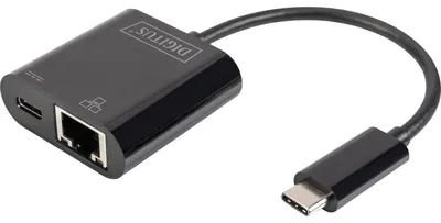Produktbild von DIGITUS USB Type-C Gigabit Ethernet Adapter, PD Unterstüt.