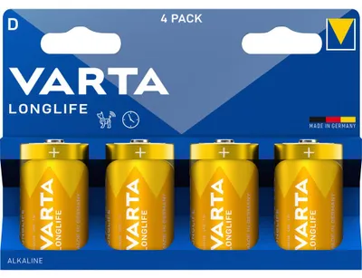 Produktbild von Varta Longlife D, Einwegbatterie, D, Alkali, 1,5 V, 2 Stück(e), 61,5 mm
