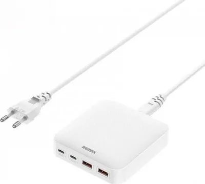 Zdjęcie produktu dla ŁADOWARKA SIECIOWA PODRÓŻNA REMAX DONGFENG 65W GaN PD QC 2xUSB-C/2xUSB BIAŁ