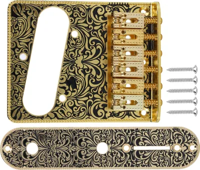Image de Electric Guitar Bridge,Metal Guitar Bridge,6 Saddles Electric Guitar Bridge,Guitar Bridge,Electric Guitar Tailpiece,Electric Guitar Accessories