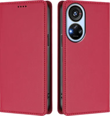 Immagine prodotto di Custodia in pelle per ZTE Blade V40s, custodia a libro magnetica in Finto cuoio con supporto, rosso