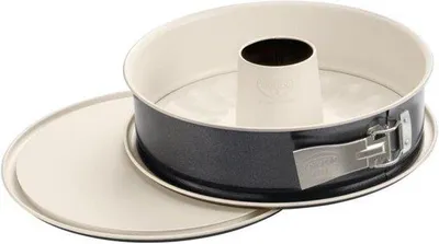 Image de Moule démontable 28 cm avec fond plat et fond tubulaire - Moule avec protection contre les fuites et revêtement antiadhésif ILAG - Crème/Anthracite.
