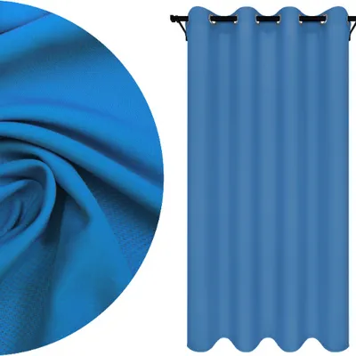 Zdjęcie produktu dla Voppi Niebieska zasłona z przelotkami 140 x 160 cm zasłona okienna dekoracyjna do salonu lub sypialni