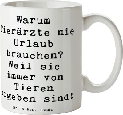 Produktbild von Mr. & Mrs. Panda Kaffeebecher Spruch Tierarzt Freude - Weiß - Geschenk, Pott, Berufsprodukte, kreative Geschenke, haferl, Beruf, Ärzte für Tiere, Tasse, Kaffeetasse
