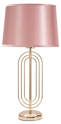 Imagen del producto de Lámpara de mesa, hierro, tela, 28x55 cm, color dorado, rosa, marca Mauro Ferretti, modelo Krista